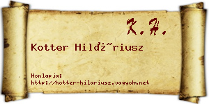 Kotter Hiláriusz névjegykártya